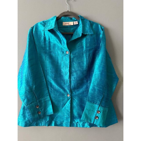 Women size XL100% Silk Blouse Boho Artsy Anni by Natural Grandma Core Cottage - Picture 4 of 7